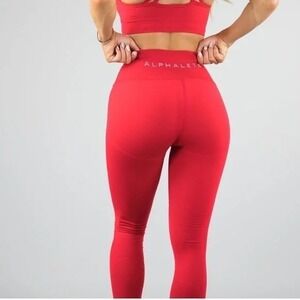Alphalete Red Compression Leggings Womens Size XS Booty Lifting Gym Fitness Pant
